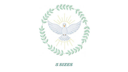 Dove embroidery designs - Holy Spirit machine embroidery pattern - Catholic Religious Eucharist file - Instant digital download pes jef dst