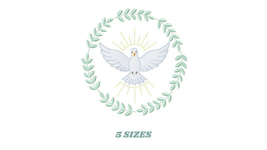 Dove embroidery designs - Holy Spirit machine embroidery pattern - Catholic Religious Eucharist file - Instant digital download pes jef dst