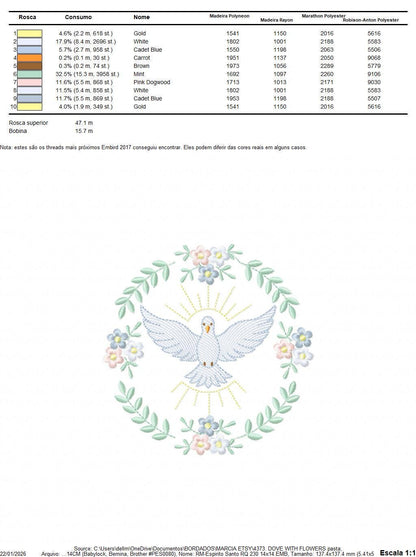 Dove embroidery designs - Holy Spirit machine embroidery pattern - Catholic Religious Eucharist file - Instant digital download pes jef dst