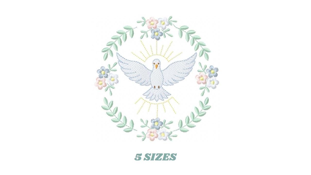 Dove embroidery designs - Holy Spirit machine embroidery pattern - Catholic Religious Eucharist file - Instant digital download pes jef dst