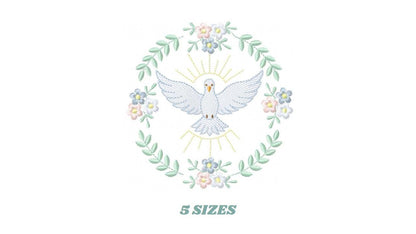 Dove embroidery designs - Holy Spirit machine embroidery pattern - Catholic Religious Eucharist file - Instant digital download pes jef dst