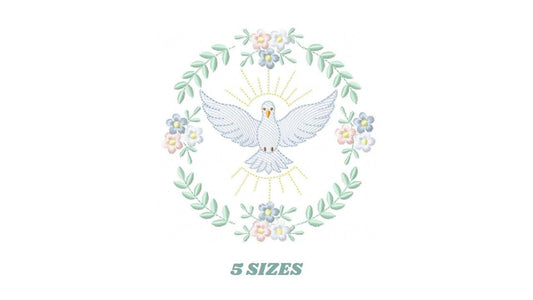 Dove embroidery designs - Holy Spirit machine embroidery pattern - Catholic Religious Eucharist file - Instant digital download pes jef dst