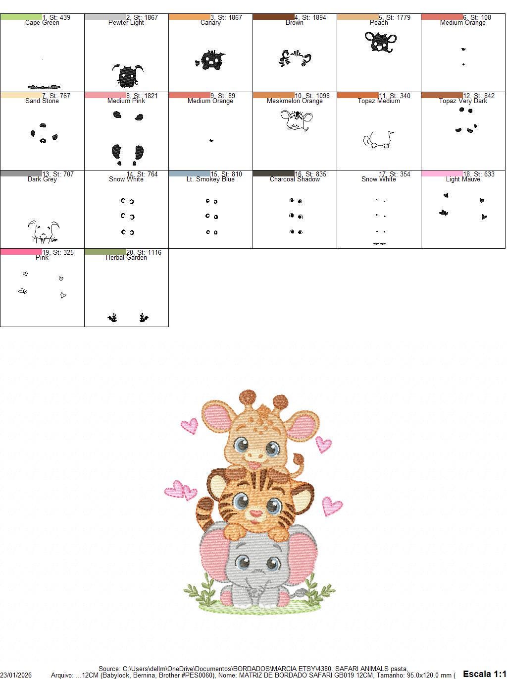 Safari animals embroidery designs - Elephant machine embroidery pattern - Baby girl and boy -Giraffe and Tiger - Instant digital download