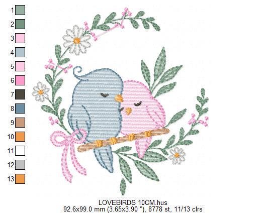 Love Birds embroidery designs - Family Bird machine embroidery pattern - Family Couple with flowers file - Instant digital download pes jef