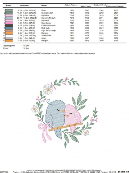 Love Birds embroidery designs - Family Bird machine embroidery pattern - Family Couple with flowers file - Instant digital download pes jef