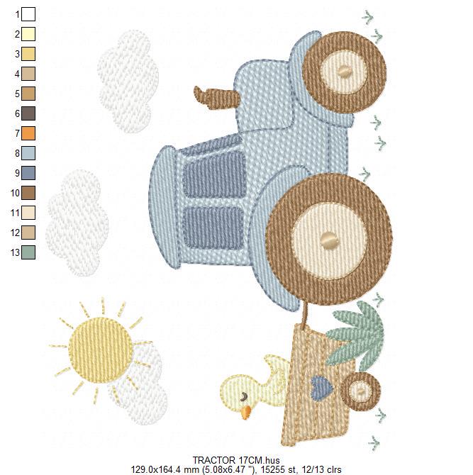 Farm Tractor embroidery designs - Ranch Pickup Truck with duck machine embroidery pattern - Baby boy file - Instant digital download pes jef