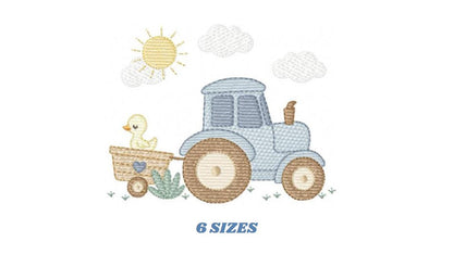 Farm Tractor embroidery designs - Ranch Pickup Truck with duck machine embroidery pattern - Baby boy file - Instant digital download pes jef