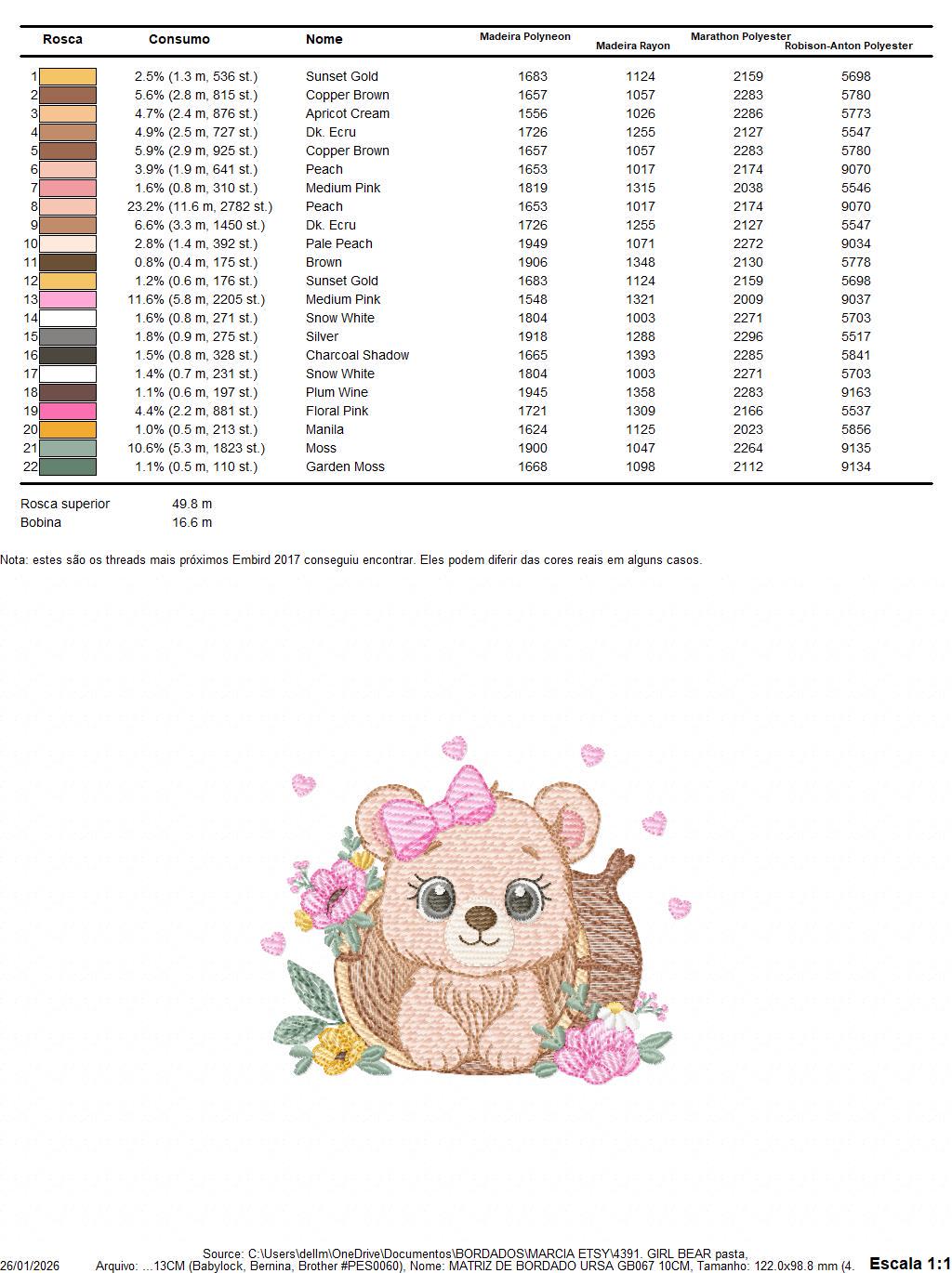 Bear embroidery designs - Baby Girl Bear machine embroidery pattern - Cute Bear with tree trunk file - Instant digital download pes jef dst