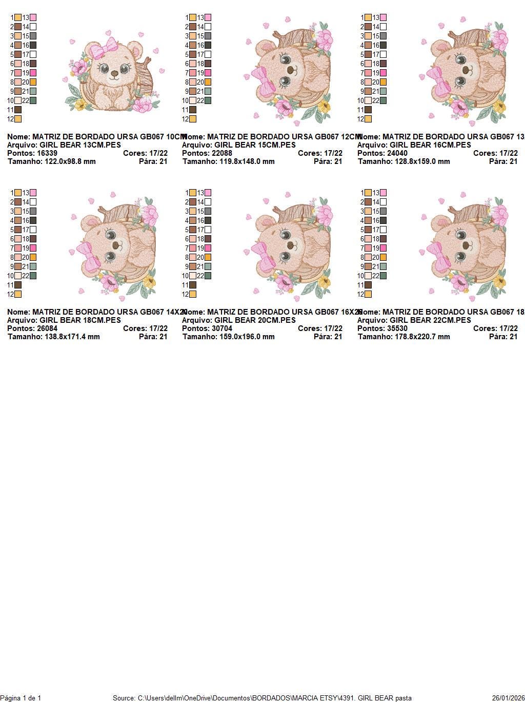Bear embroidery designs - Baby Girl Bear machine embroidery pattern - Cute Bear with tree trunk file - Instant digital download pes jef dst