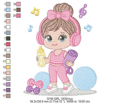 Gym-goer Girl embroidery designs - Fitness enthusiast athlete teacher machine embroidery file - Gym regular rat file - Instant download pes