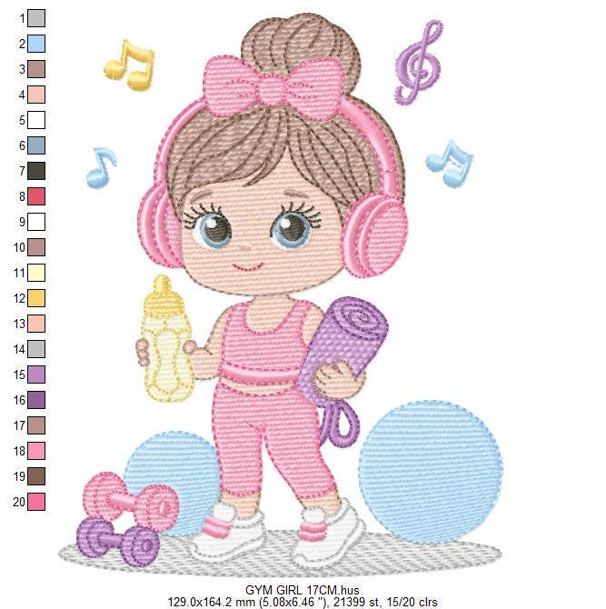 Gym-goer Girl embroidery designs - Fitness enthusiast athlete teacher machine embroidery file - Gym regular rat file - Instant download pes