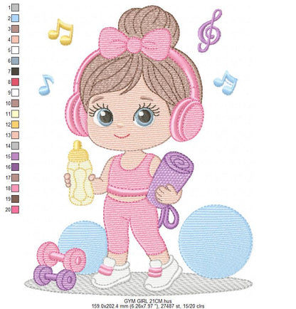 Gym-goer Girl embroidery designs - Fitness enthusiast athlete teacher machine embroidery file - Gym regular rat file - Instant download pes