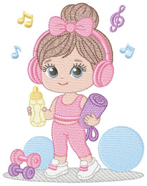Gym-goer Girl embroidery designs - Fitness enthusiast athlete teacher machine embroidery file - Gym regular rat file - Instant download pes