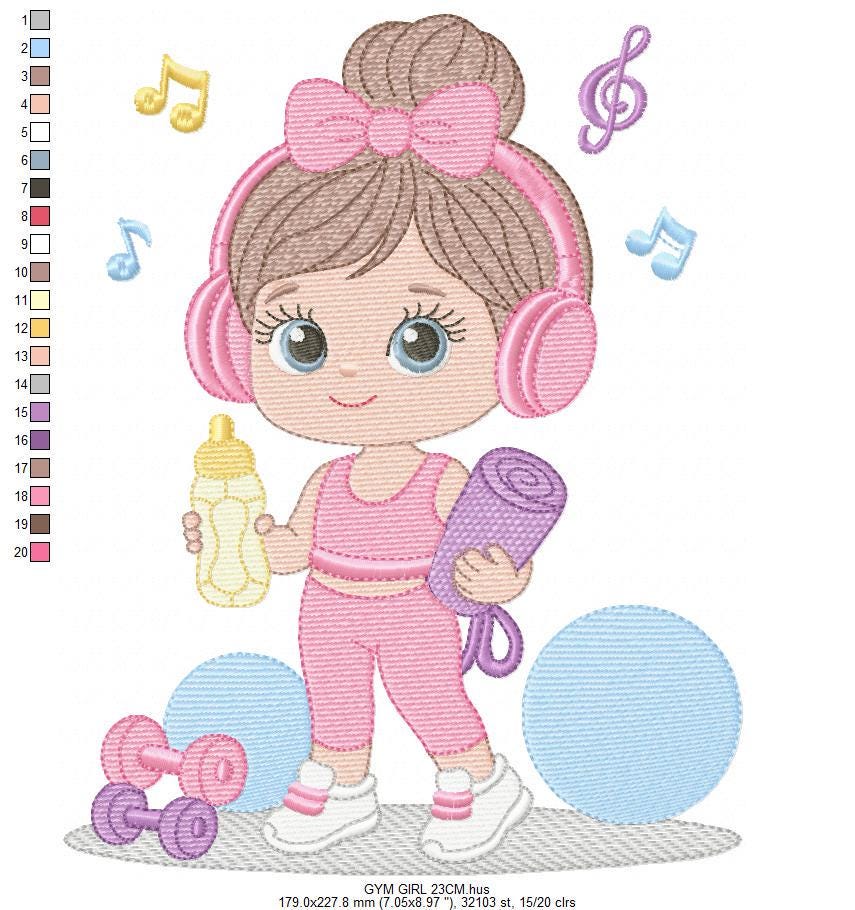 Gym-goer Girl embroidery designs - Fitness enthusiast athlete teacher machine embroidery file - Gym regular rat file - Instant download pes