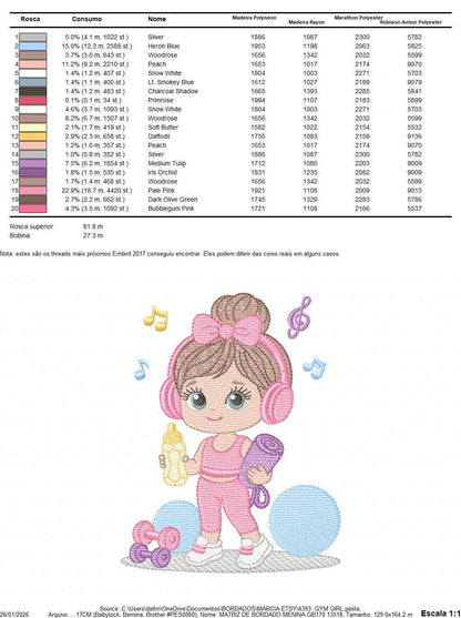 Gym-goer Girl embroidery designs - Fitness enthusiast athlete teacher machine embroidery file - Gym regular rat file - Instant download pes