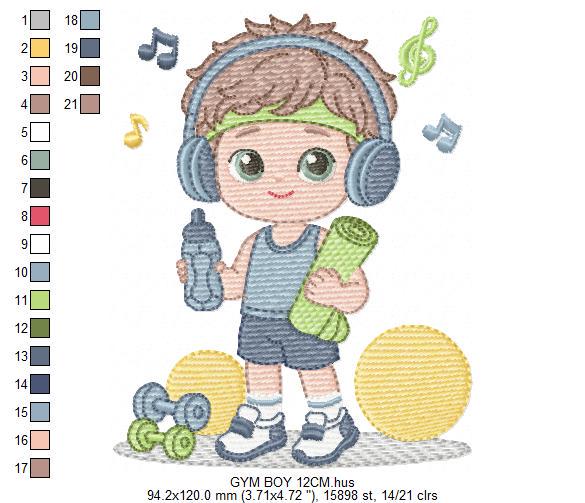 Gym-goer Boy embroidery designs - Fitness enthusiast athlete teacher machine embroidery file - Gym regular rat file - Instant download pes