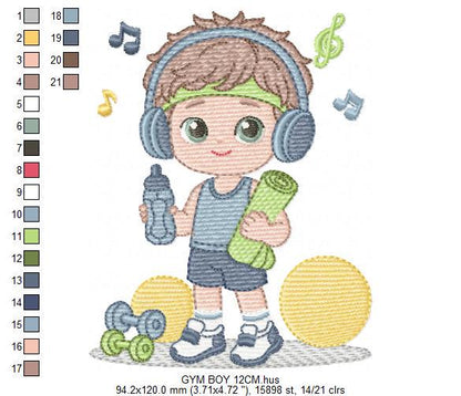 Gym-goer Boy embroidery designs - Fitness enthusiast athlete teacher machine embroidery file - Gym regular rat file - Instant download pes