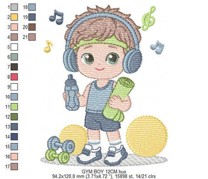 Gym-goer Boy embroidery designs - Fitness enthusiast athlete teacher machine embroidery file - Gym regular rat file - Instant download pes