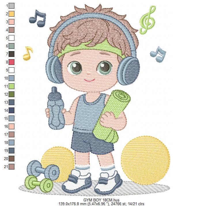 Gym-goer Boy embroidery designs - Fitness enthusiast athlete teacher machine embroidery file - Gym regular rat file - Instant download pes