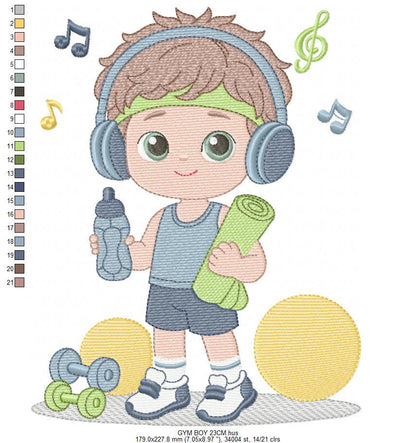 Gym-goer Boy embroidery designs - Fitness enthusiast athlete teacher machine embroidery file - Gym regular rat file - Instant download pes