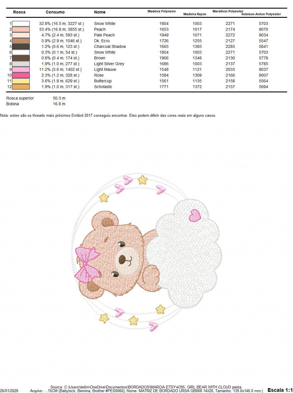 Female Bear embroidery designs - Baby girl Teddy with stars and cloud machine embroidery pattern - Instant digital download pes jef dst hus