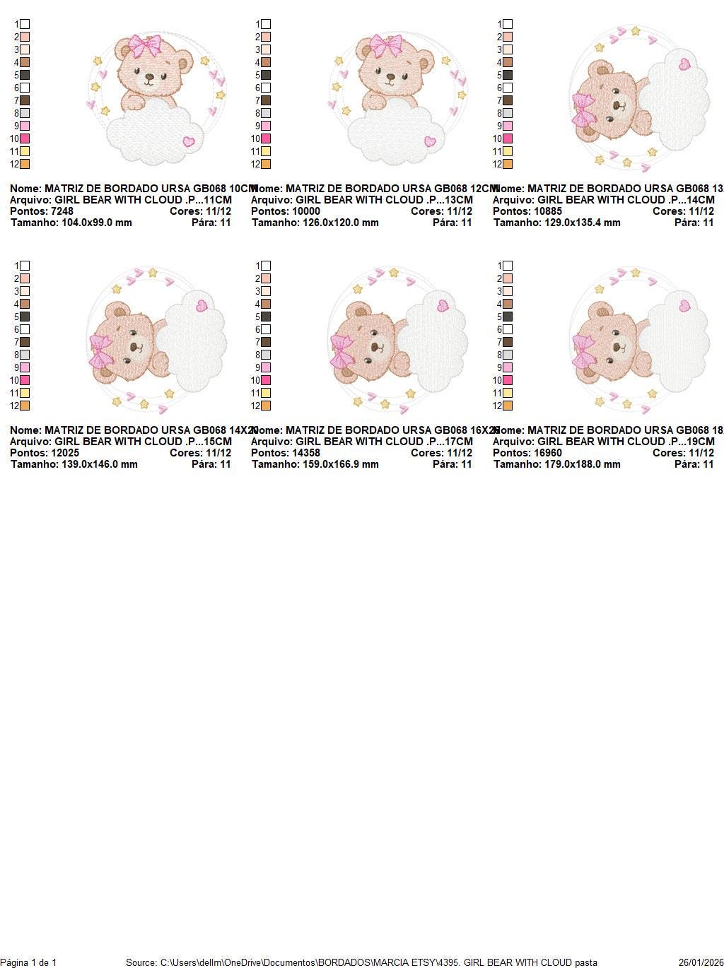 Female Bear embroidery designs - Baby girl Teddy with stars and cloud machine embroidery pattern - Instant digital download pes jef dst hus