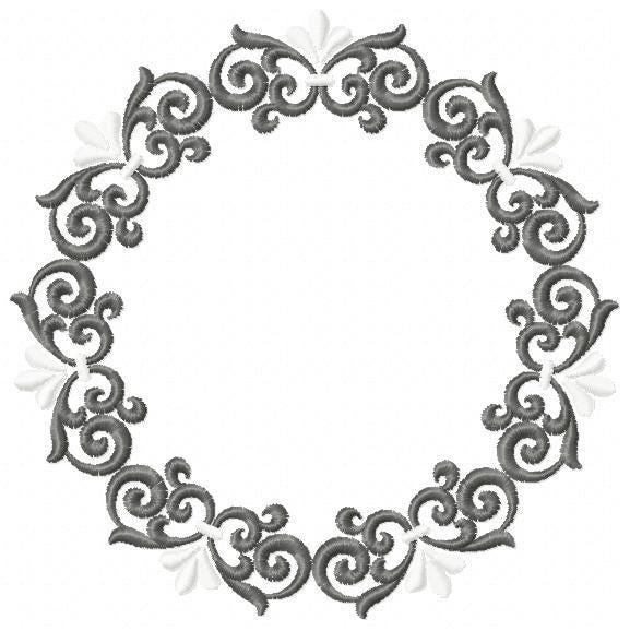Monogram Wreath embroidery designs - Floral Roses Frame machine embroidery pattern - Kitchen Tea Towel file - Instant digital download pes