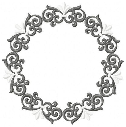 Monogram Wreath embroidery designs - Floral Roses Frame machine embroidery pattern - Kitchen Tea Towel file - Instant digital download pes