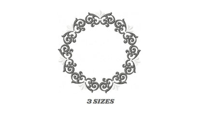 Monogram Wreath embroidery designs - Floral Roses Frame machine embroidery pattern - Kitchen Tea Towel file - Instant digital download pes