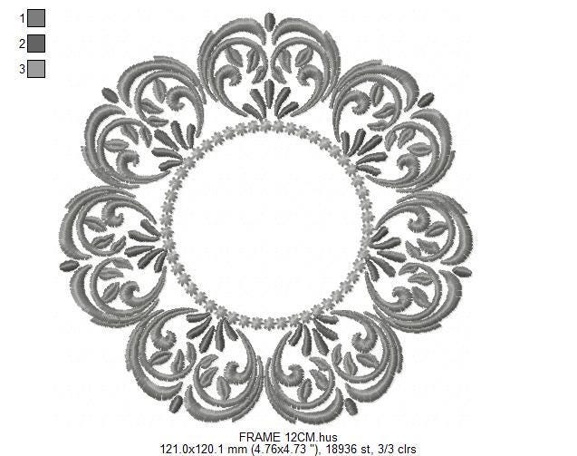 Monogram Frame Wreath embroidery designs - Floral Roses Frame machine embroidery pattern - Kitchen Tea Towel file - Instant digital download