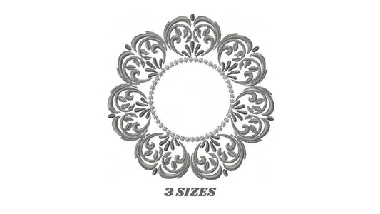 Monogram Frame Wreath embroidery designs - Floral Roses Frame machine embroidery pattern - Kitchen Tea Towel file - Instant digital download