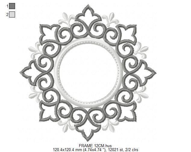Monogram Wreath embroidery designs - Floral Roses Frame machine embroidery pattern - Kitchen Tea Towel file - Instant digital download pes
