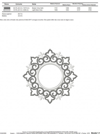 Monogram Wreath embroidery designs - Floral Roses Frame machine embroidery pattern - Kitchen Tea Towel file - Instant digital download pes