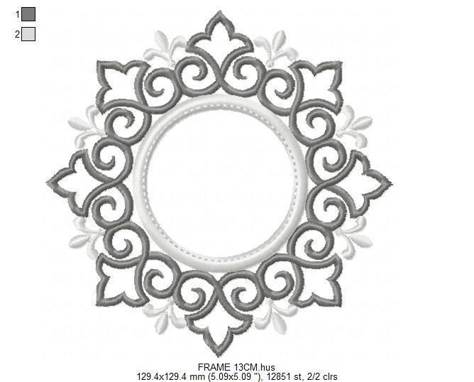 Monogram Wreath embroidery designs - Floral Roses Frame machine embroidery pattern - Kitchen Tea Towel file - Instant digital download pes