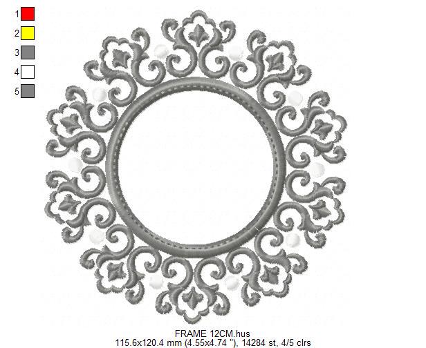 Monogram Wreath embroidery designs - Floral Roses Frame machine embroidery pattern - Kitchen Tea Towel file - Instant digital download pes