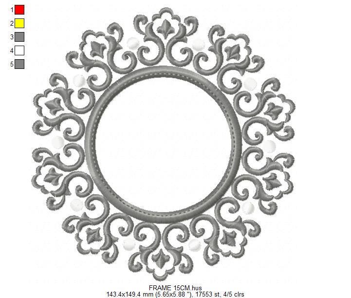 Monogram Wreath embroidery designs - Floral Roses Frame machine embroidery pattern - Kitchen Tea Towel file - Instant digital download pes