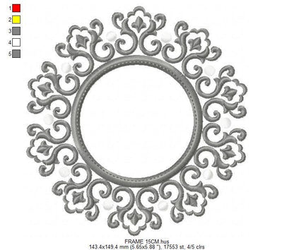 Monogram Wreath embroidery designs - Floral Roses Frame machine embroidery pattern - Kitchen Tea Towel file - Instant digital download pes