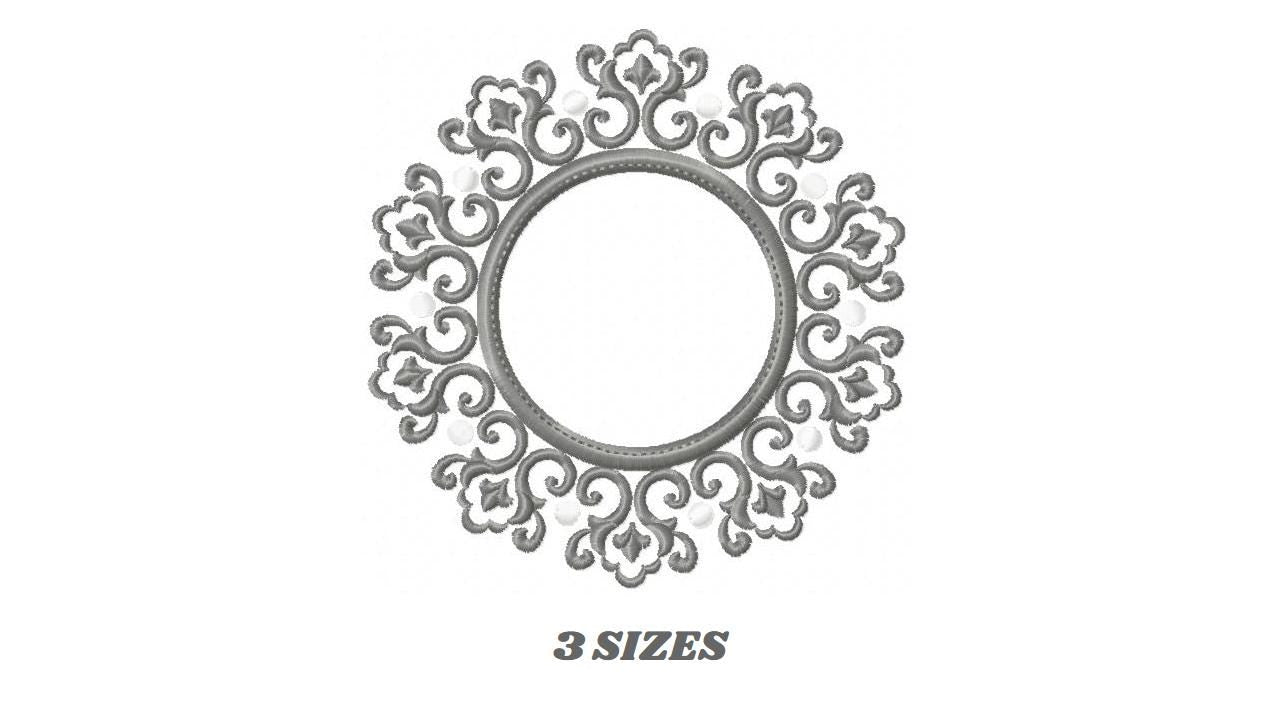 Monogram Wreath embroidery designs - Floral Roses Frame machine embroidery pattern - Kitchen Tea Towel file - Instant digital download pes