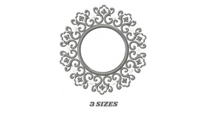 Monogram Wreath embroidery designs - Floral Roses Frame machine embroidery pattern - Kitchen Tea Towel file - Instant digital download pes
