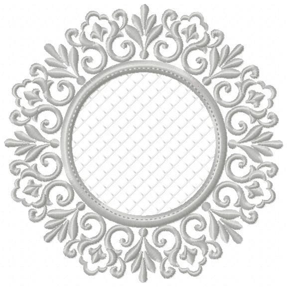 Monogram Wreath embroidery designs - Floral Roses Frame machine embroidery pattern - Kitchen Tea Towel file - Instant digital download pes