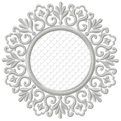 Monogram Wreath embroidery designs - Floral Roses Frame machine embroidery pattern - Kitchen Tea Towel file - Instant digital download pes