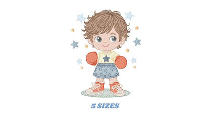 Boxer Boy embroidery designs - Baby Boy athlete machine embroidery file - Fighter Pugilist file - Instant digital download pes jef dst hus