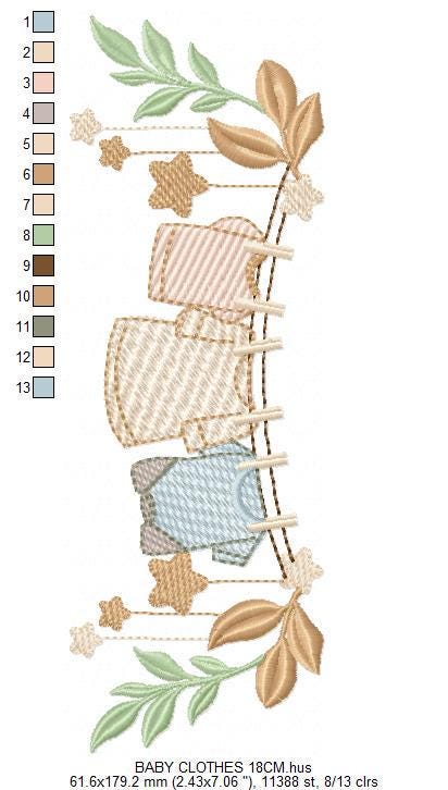 Baby boy with clothes line embroidery designs - Newborn machine embroidery pattern - Gender Reveal Party - Instant digital download pes jef