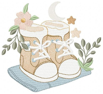 Baby Boy shoes embroidery designs - High-top sneakers boots machine embroidery pattern - Baby boy file - Instant digital download pes jef