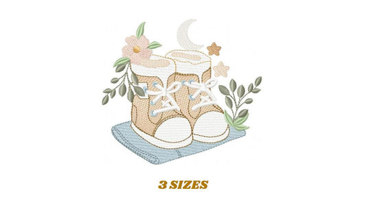 Baby Boy shoes embroidery designs - High-top sneakers boots machine embroidery pattern - Baby boy file - Instant digital download pes jef