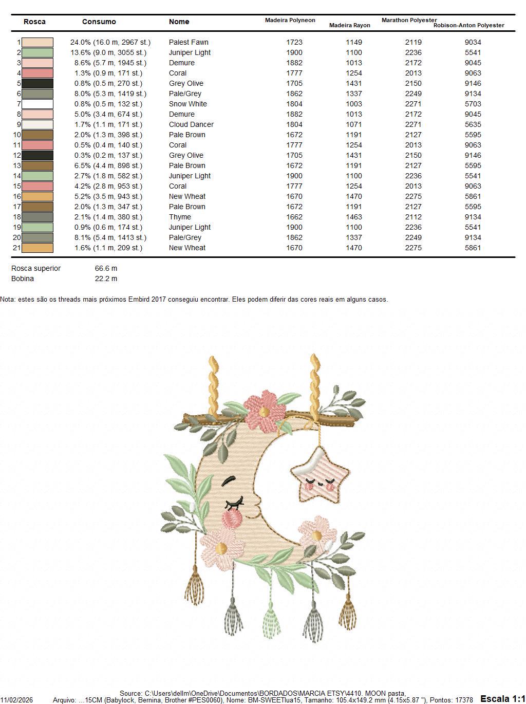 Moon with stars hearts and flowers embroidery design - Baby Girl Half moon machine embroidery pattern - Instant digital download pes jef hus