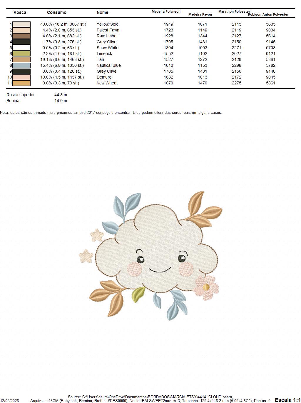 Cloud and leaves embroidery design - Boho Night and Day Sky machine embroidery pattern - Baby girl and boy file - Instant digital download