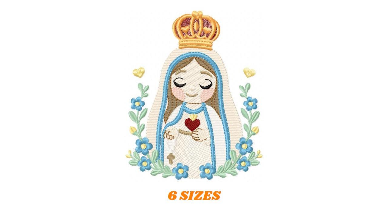 Holy Mary embroidery designs - Holy Virgin Mary machine embroidery pattern - Catholic religious file - Hail Mary - Instant digital download