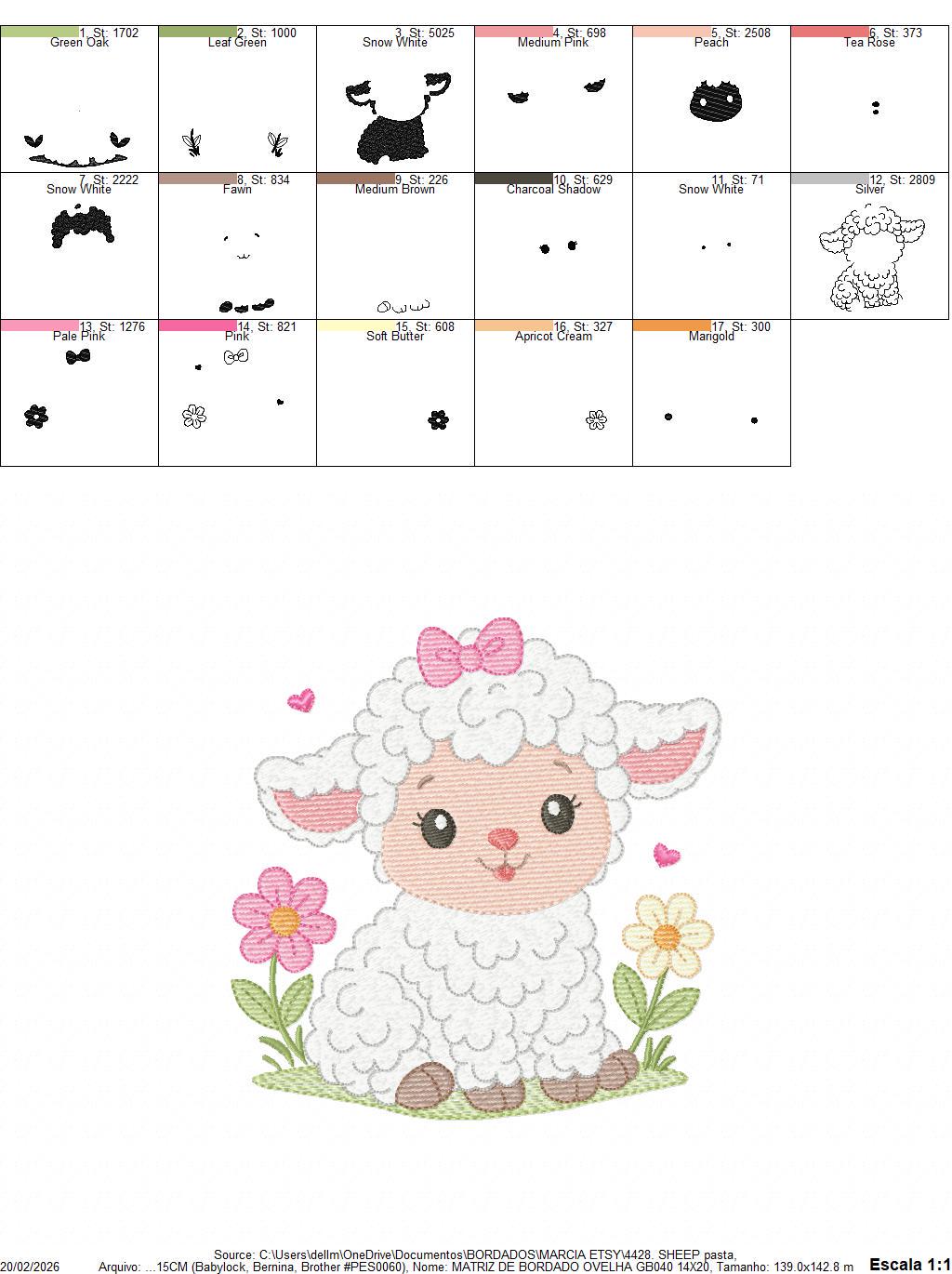 Baby Sheep with lace embroidery design - Lamb machine embroidery pattern - Baby girl file - Instant digital download pes jef dst hus vp3 xxx