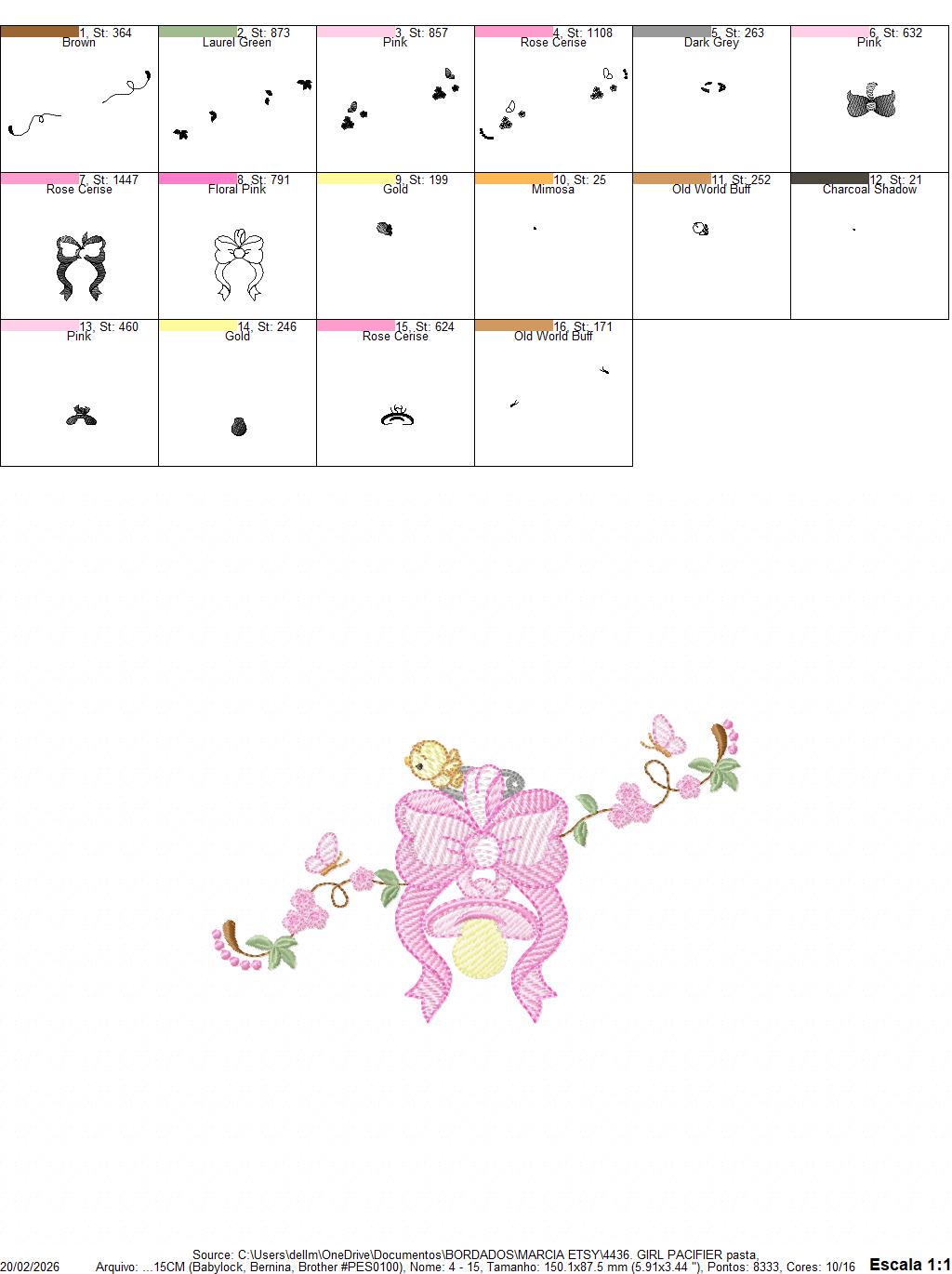 Baby girl pink ribbon and pacifier embroidery designs - Newborn toy machine embroidery pattern - Princess bow lace - Instant download pes